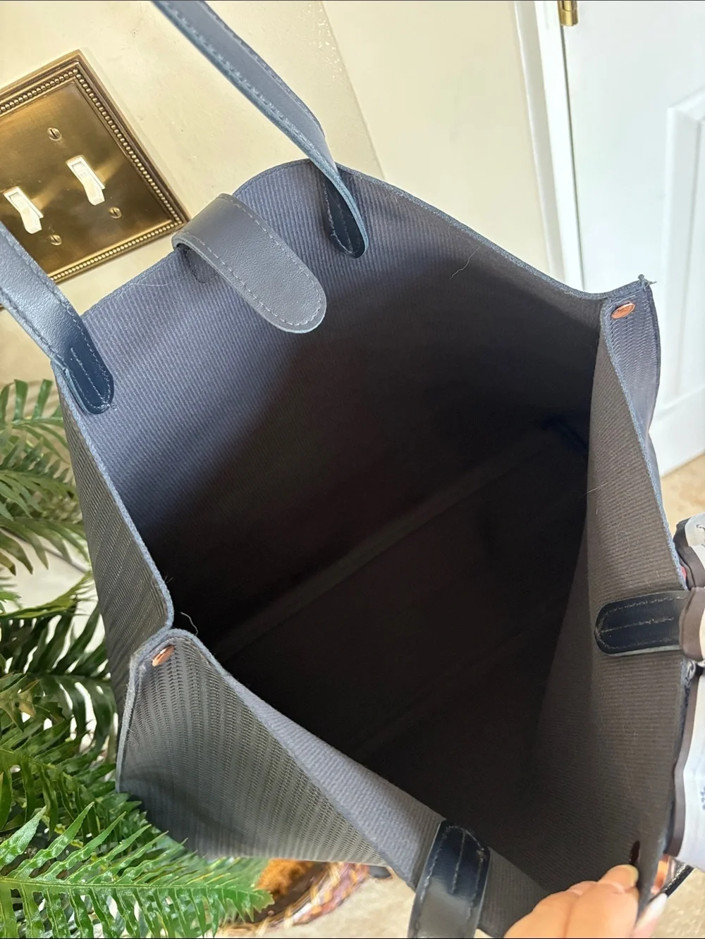 Chic Textured Navy Tote Shoulder Bag Tassel & Scarf Bow Laptop Office Snap Close